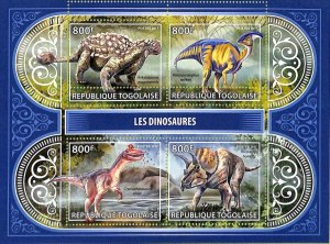 A9673 - TOGOLESE - MISPERF ERROR Stamp Sheet - 2017 - Dinosaurs-