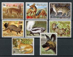 Rwanda 1981 MNH Carnivorous Animals Serval Jackal Otters Zorilla 8v Set Stamps