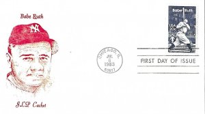 1983 FDC, #2046, 20c Babe Ruth, JLP D-666
