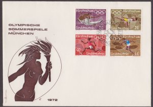 LIECHTENSTEIN - 1972 SUMMER OLYMPIC GAMES MUNICH - 4V FDC