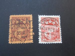 Latvia 1923 Sc 118,120 FU