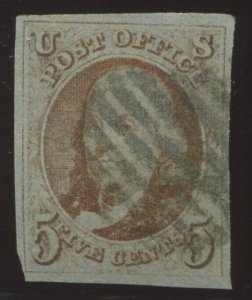 U.S. #1b Used with Black Cancel with PF Cert 