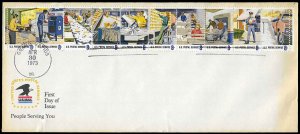 PCBstamps  US #1489-1498 8¢ Postal Employees FDC Strip of 10, (1)