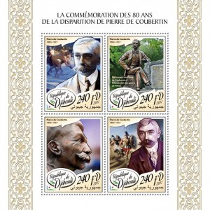 DJIBUTI - 2017 - Pierre de Coubertin - Perf 4v Sheet - Mint Never Hinged