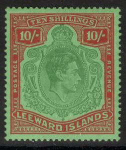 LEEWARD ISLANDS SG113c 1947 10/- DEEP GREEN & DEEP VERMILION/GREEN MNH