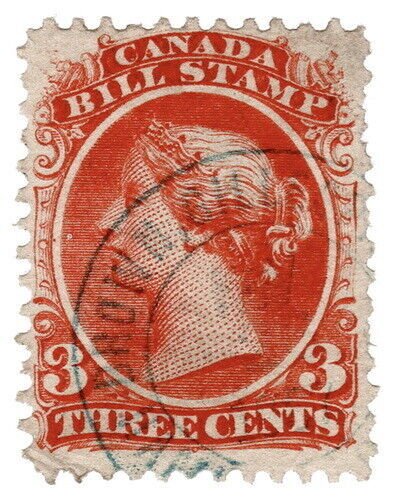 (I.B) Canada Revenue : Bill Stamp 3c (1865)