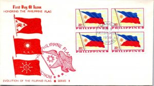 Philippines FDC 1959 - Philippine Flag - 4x20c Stamp - Block - F43401