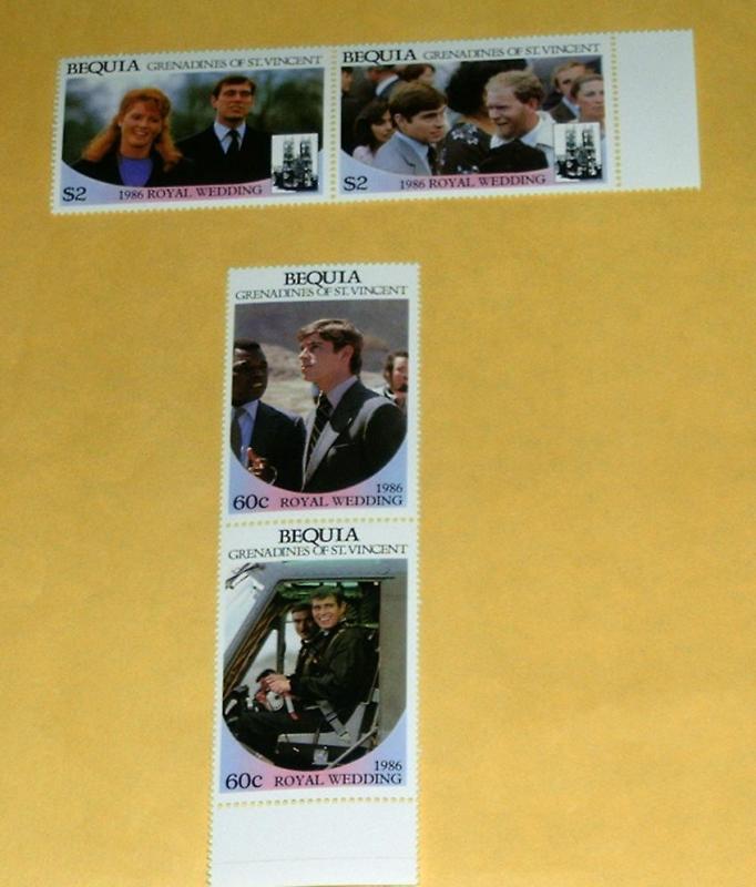 St. Vincent-Bequia - 232-5, MNH Set -Royal Wedding.SCV-$2.40