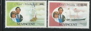 ST.Vincent #627 & 629 Royal Wedding (MNH) CV$0.85