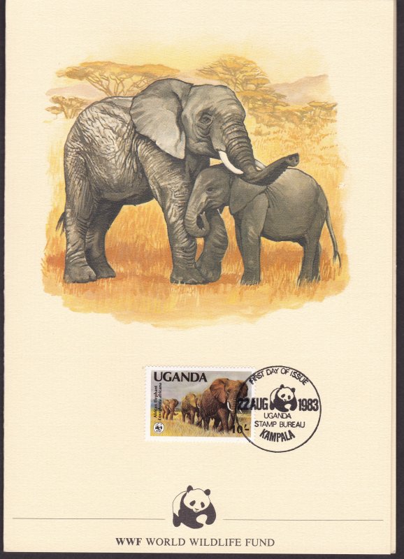 Uganda, Fauna, Animals, WWF card  / 1983