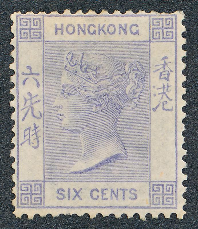 HONG KONG 12, MINT HINGED, 6c LILAC, VICTORIA WMK CC