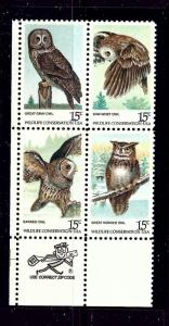 U.S. 1763a MNH 1978 Owls Zip Block