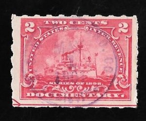 R164 2 cent SUPER Documentary Battleship Stamps used VF