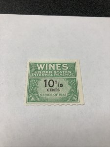 US # 184A WINES United States Internal Revenue stamp 10 1/2 cent 1941 - VF - MNH