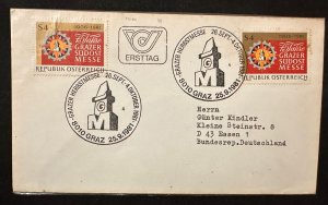 CM) 1981. AUSTRIA. 75 YEARS OF THE SOUTHEAST FAIR OF DRAZ. FDC. SENT TO GERMANY.