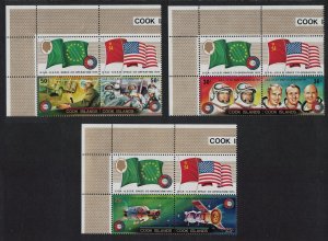 Cook Is. Apollo-Soyuz Space Project 3 pairs labels 1975 MNH SG#518-523