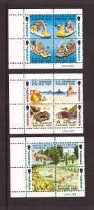Jersey  #614--625a  MNH 1993 in blocks of 4 . views, beach scenes, parade floats