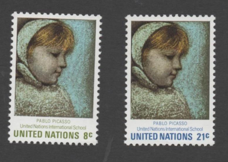 SCOTT   224-225   singles   MNH UN New York 1971