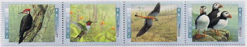 Canada Mint VF-NH #1594a Birds of Canada strip/4