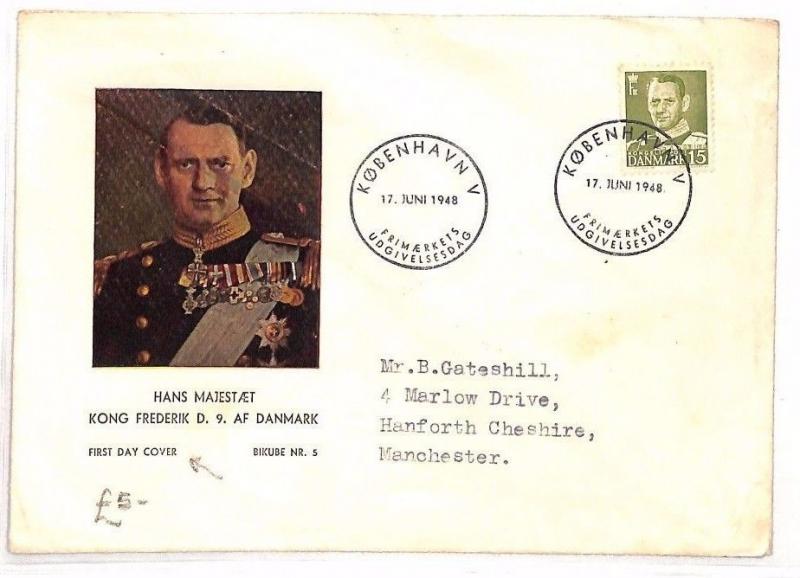 DENMARK First Day Cover Copenhagen King Frederick FDC ROYALTY 1948 BF217