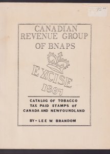 LEE BRANDOM tpb   BNAPS Tobacco Tax Paid Stamps of Canada & Newfoundland