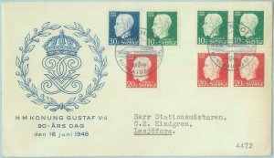 89051 -  SWEDEN - POSTAL HISTORY -  FDC COVER 1948 - ROYALTY 