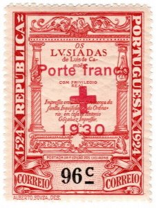 (I.B) Portugal Cinderella : Red Cross Overprint 96c (1930)