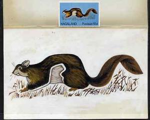 Nagaland 1969 Flying Squirrel - original hand-painted art...