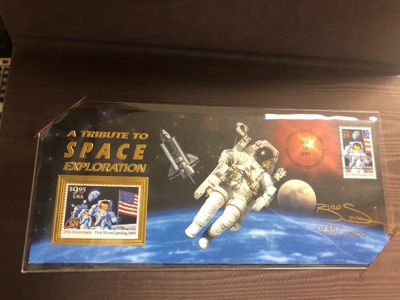 USA Space Achievement Commemorative Souvenir  FOLDER/ STAMPS Signed ,Limited