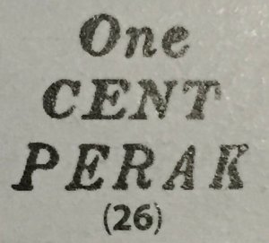 MALAYA 1886 PERAK opt Straits Settlements QV 1c on 2c Used T.26 SG#29 M3185