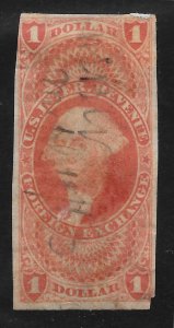 R68a Used, $1 Foreign Exch., Scissor nick L.R, scv: $350, FREE INSURED SHIPPING