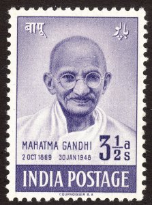 1948 India Mahatma Ghandi 3½a issue MMH Sc# 204 CV: $19.00