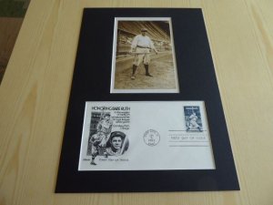 Babe Ruth Baseball USA FDC Cover and mounted photograph mount size A4