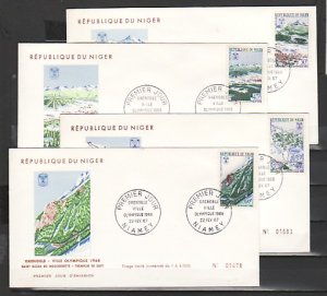 Niger, 190-193. Grenoble Winter Olympics issue. 4 First day covers.