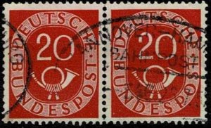 Germany 1951,Sc.#677 used pair, Digits with Posthorn