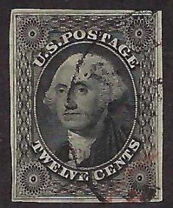 US Scott #17 Used VF Black and red cancel APS Cert Clean