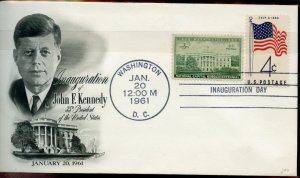 UNITED STATES  1961  JOHN F. KENNEDY FLEETWOOD  COMBO INAUGURATION COVER