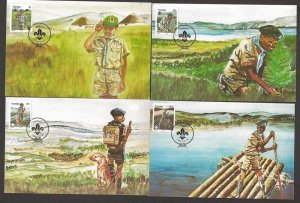 1982 Transkei Boy Scouts log raft dog FDC 4 maximum cards