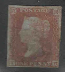 Great Britain Scott 3, Victoria 1p Red Brown on Bluish 1841