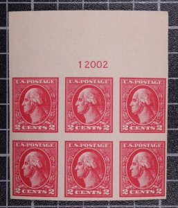 Scott 534 - 2 Cents Washington - Plate Block MNH Top # 12002 SCV $200.00