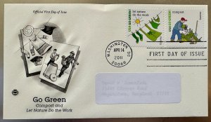 US Go Green set of 4 FDC's PCS 2011