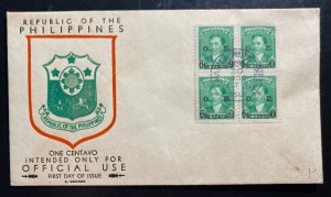 1950 Manila Philippines First Day Cover FDC One Cent stamp Issue