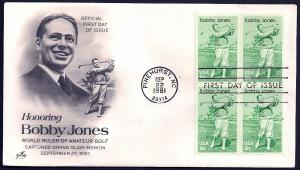 UNITED STATES FDC 18¢ Bobby Jones BLK 1981 ArtCraft