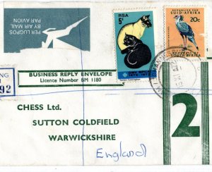 SOUTH AFRICA Cover Sandringham CATS Registered CHESS Sutton Coldfield 1972 CH10