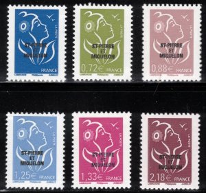 ST PIERRE & MIQUELON 2008 Definitives; Scott 858-63; MNH