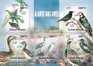 GUINEA BISSAU - 2013 - Birds in Art - Perf 5v Sheet - Mint Never Hinged