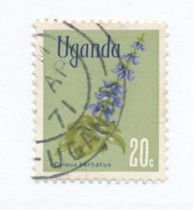 Uganda 1969 Scott 118 used - 20c, Flowers