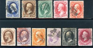 USAstamps Used FVF US 1870 Bank Note Complete Set Scott 145 - 155 SCV $1500