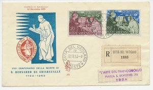 Registered cover Vatican 1953 St. Bernhard