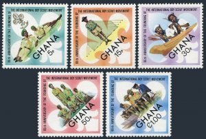 Ghana 460-464,465 ab sheet,MNH.Michel 479-483,Bl.47. Boy Scout Movement-65.1972.